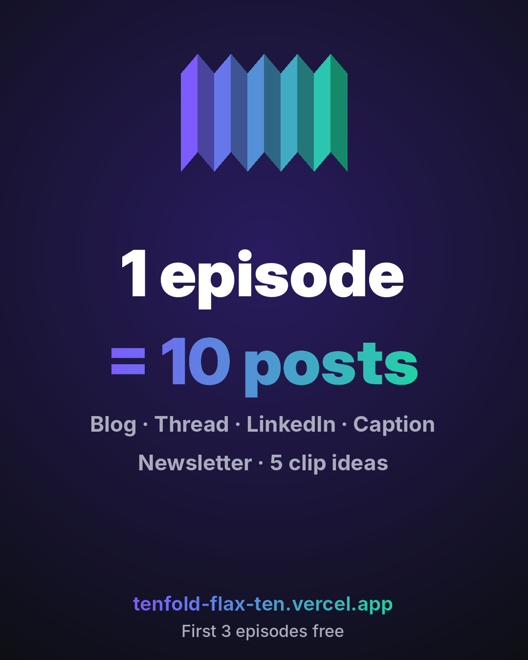 1 episode = 10 posts